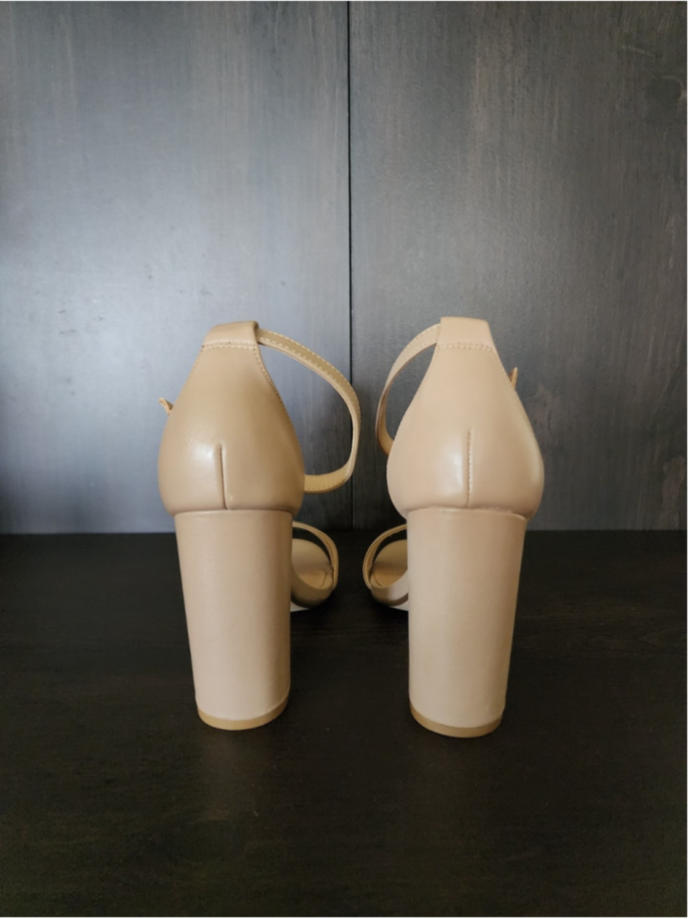 Steve Madden Carson Strappy Block Heel Sandals Sz 8 M - Taupe Beige - Blush Lea - Picture 7 of 16